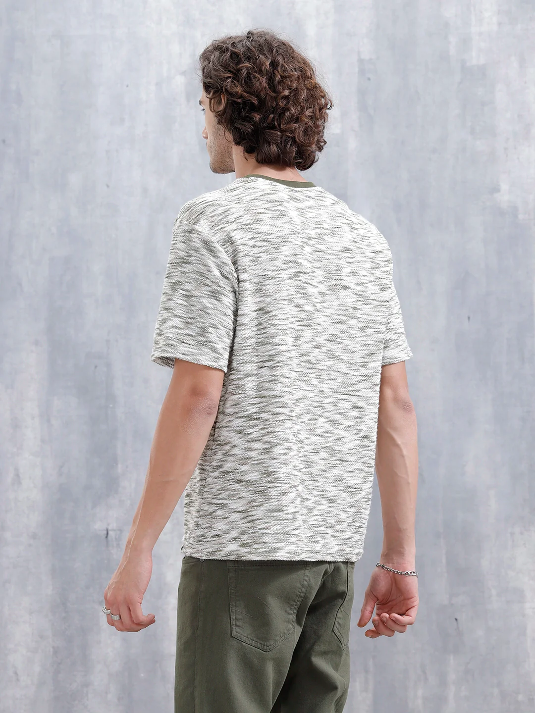 Loose Knit Oversized Cotton Blend T-Shirt | Green - Image 3