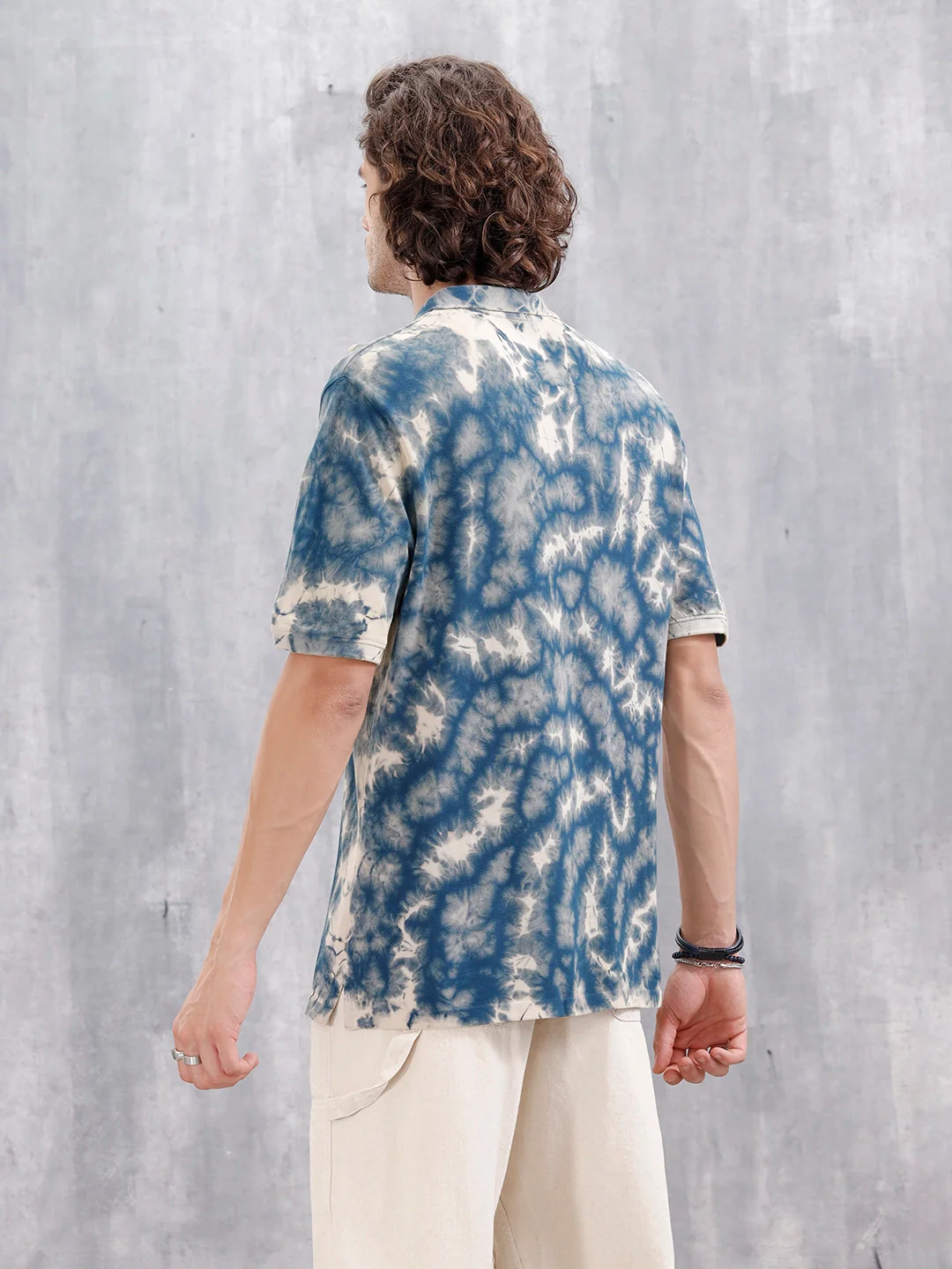 Marble Tie & Dye Comfort Fit T-Shirt  | Navy Blue - Image 5