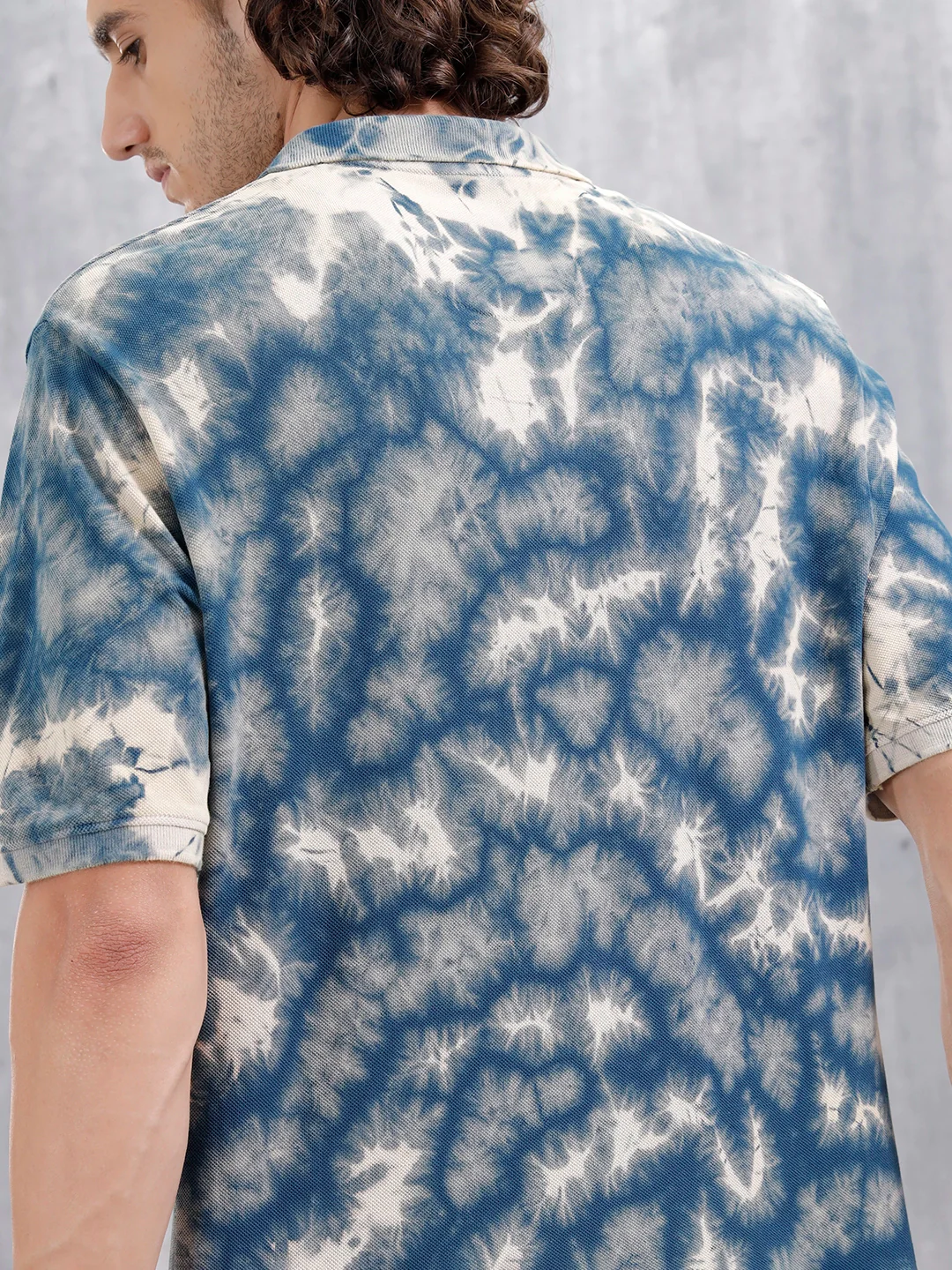 Marble Tie & Dye Comfort Fit T-Shirt  | Navy Blue - Image 7