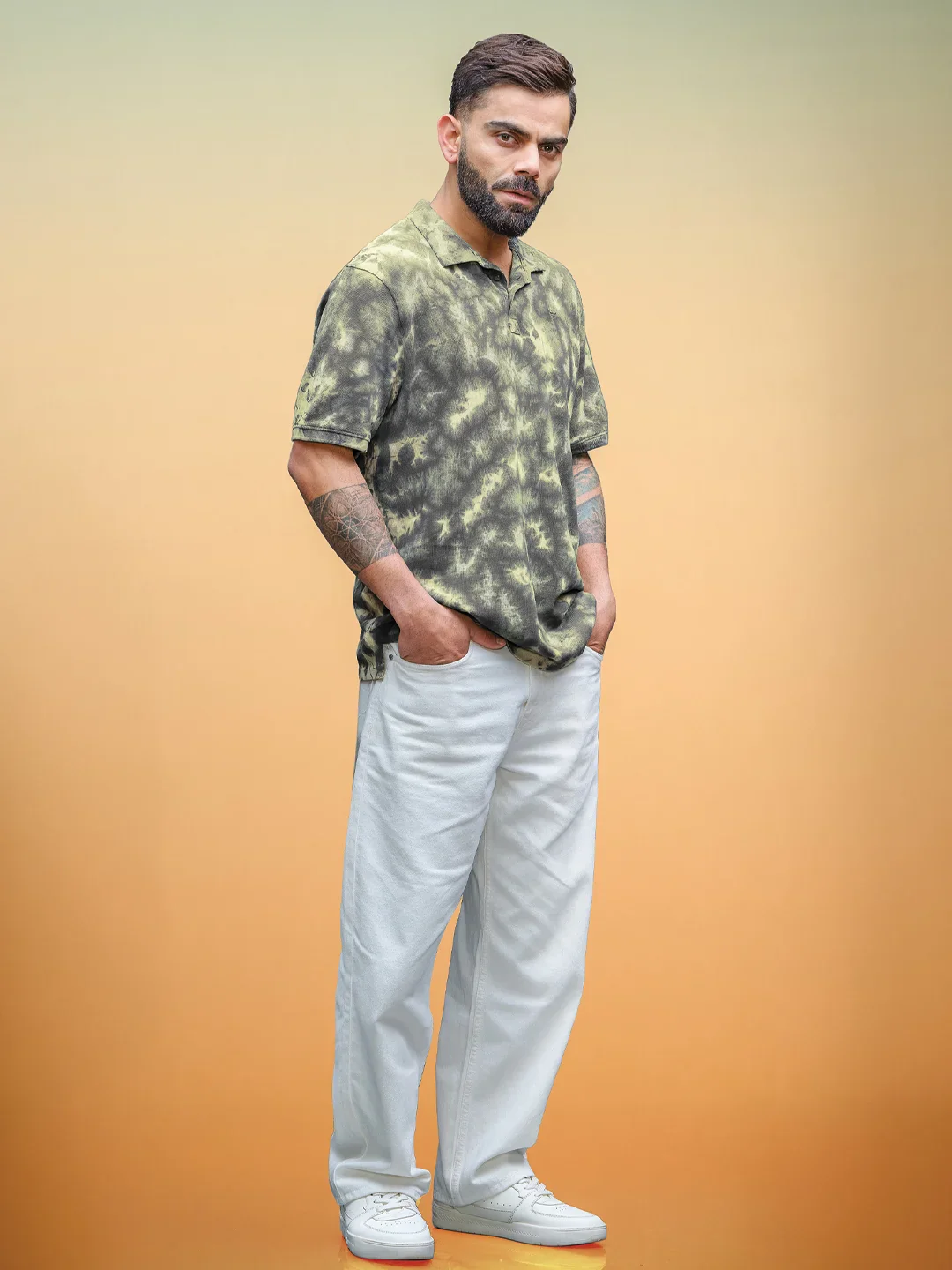 Marble Tie & Dye Comfort Fit T-Shirt | Olive - Image 2