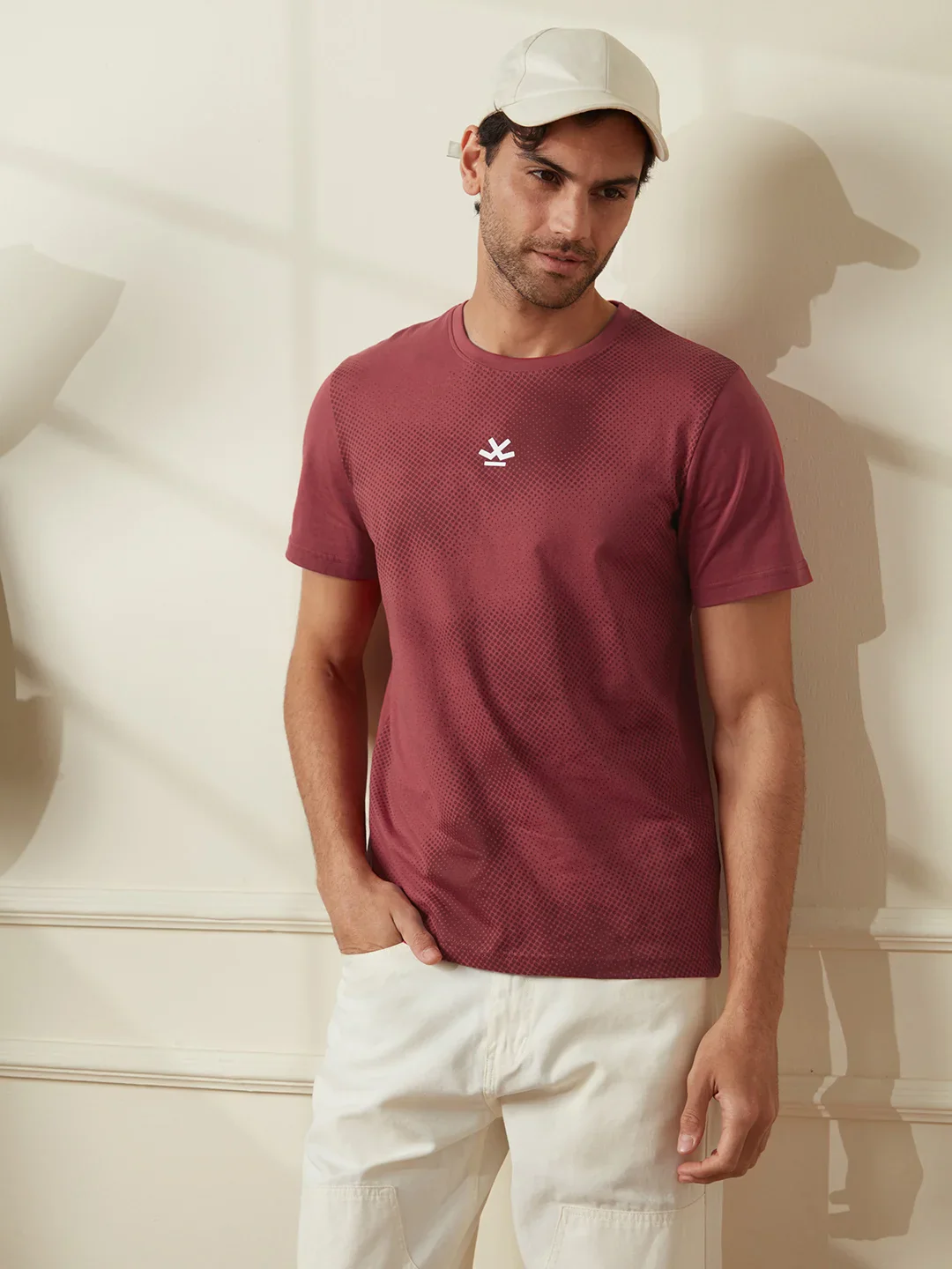 Maroon Panel Print T-Shirt - Image 2