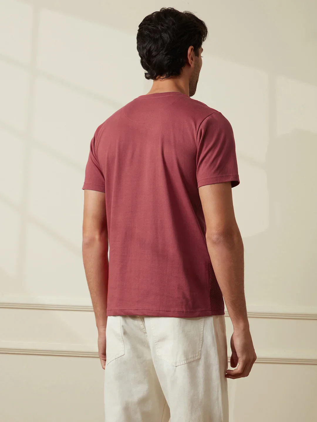 Maroon Panel Print T-Shirt - Image 4