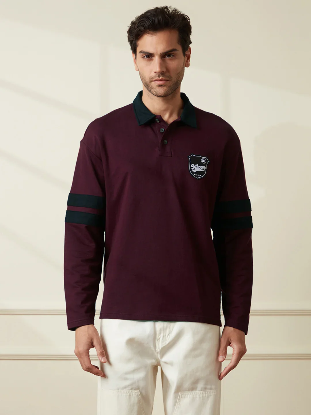 Heavy GSM Varsity Polo T-Shirt | Maroon - Image 2