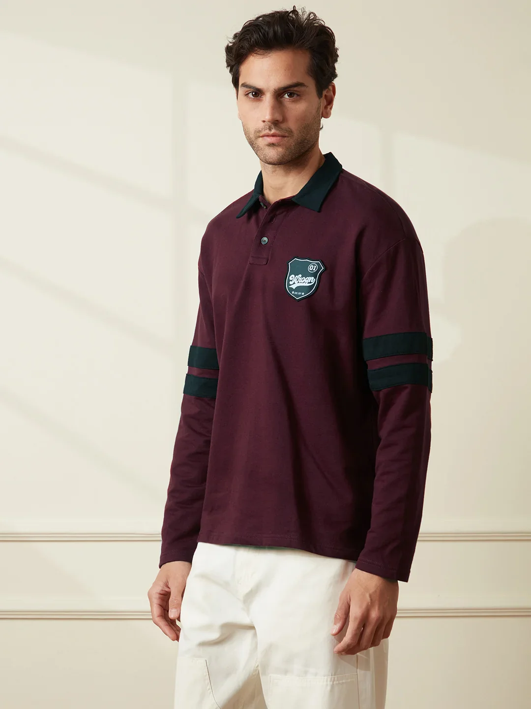Heavy GSM Varsity Polo T-Shirt | Maroon - Image 4
