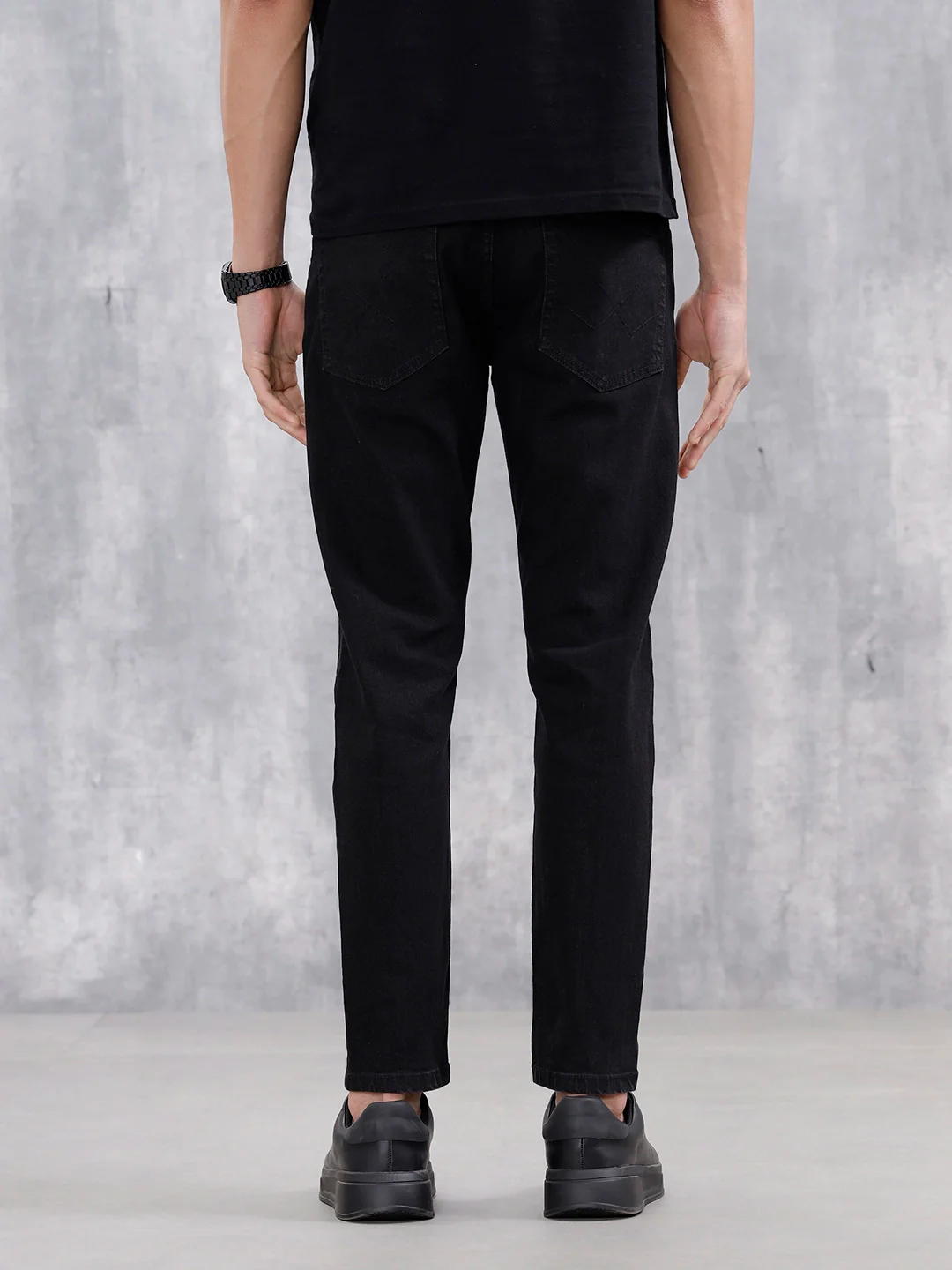 Men Casual Skinny Crop Jeans | Black - Image 3