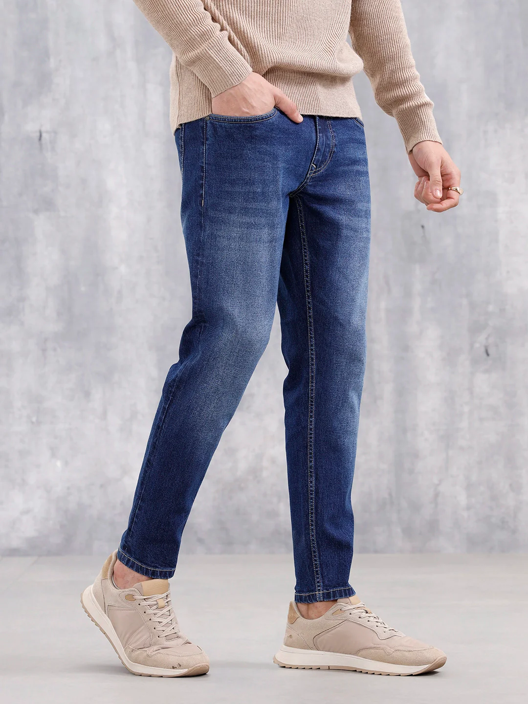 Men Casual Skinny Crop Jeans | Dark Stone - Image 4