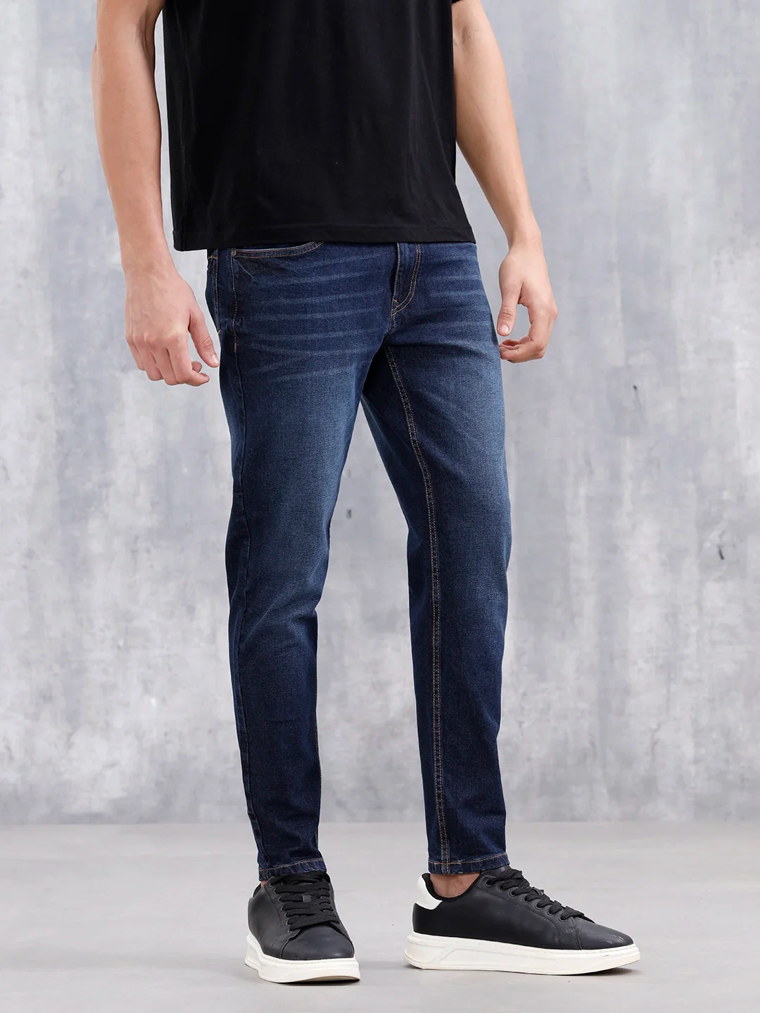Men Casual Skinny Crop Jeans | Dark Stone - Image 4
