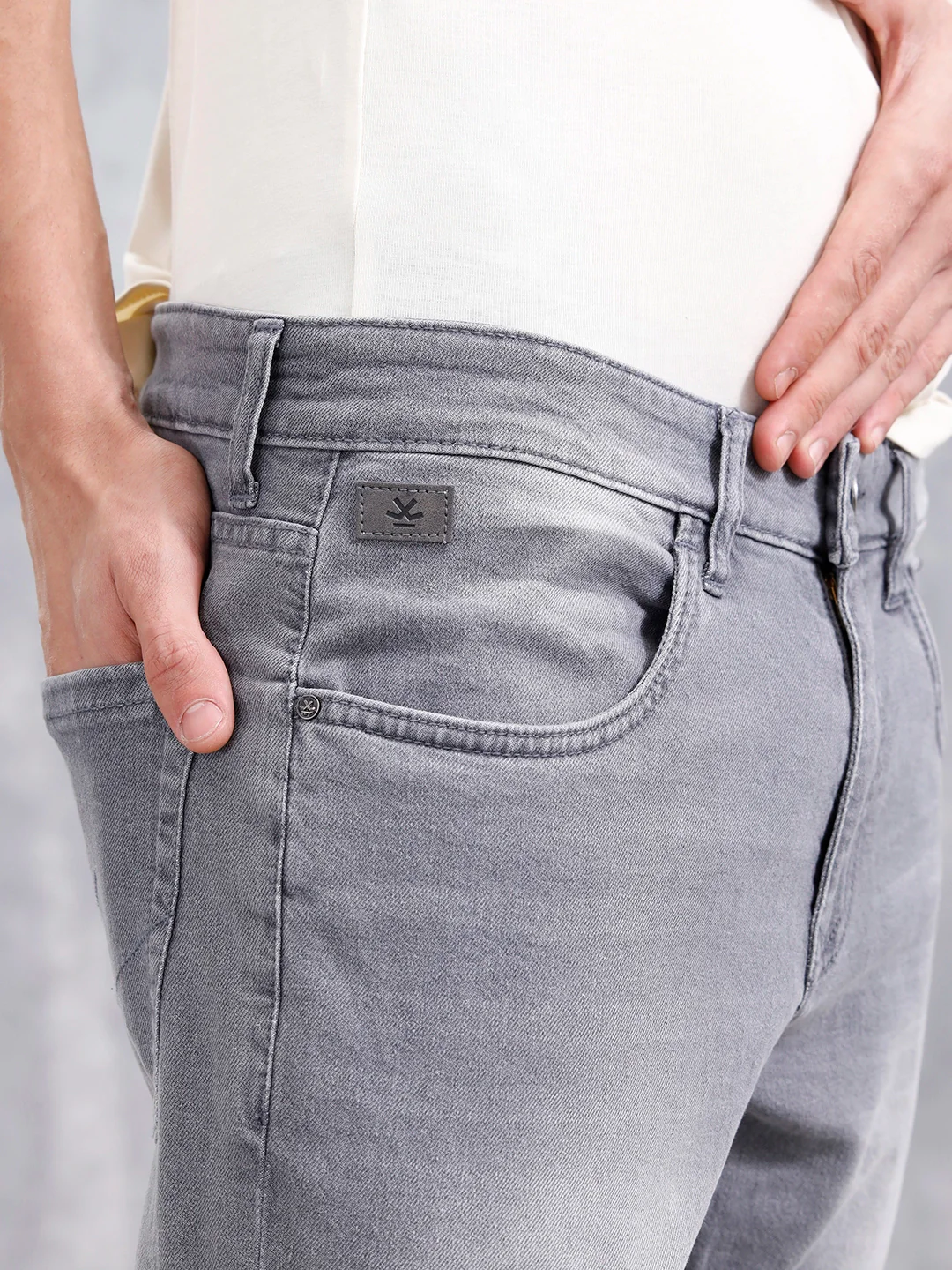 Men Casual Skinny Crop Jeans | Grey - Image 5