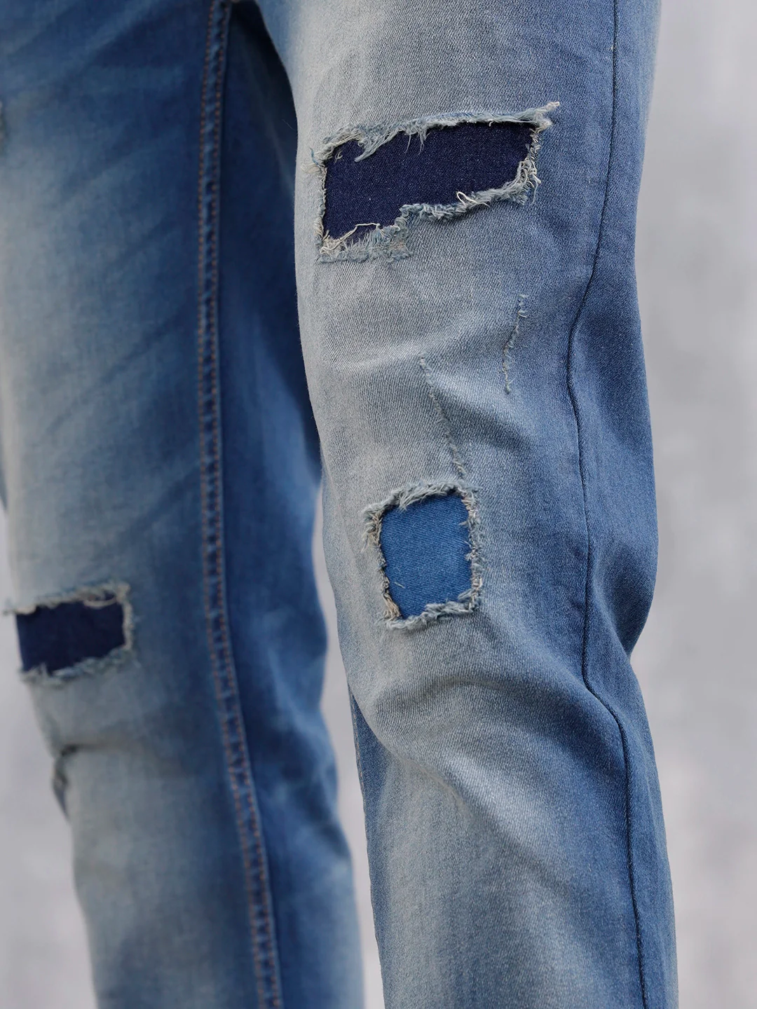 Men Casual Skinny Crop Jeans | Med Stone - Image 5