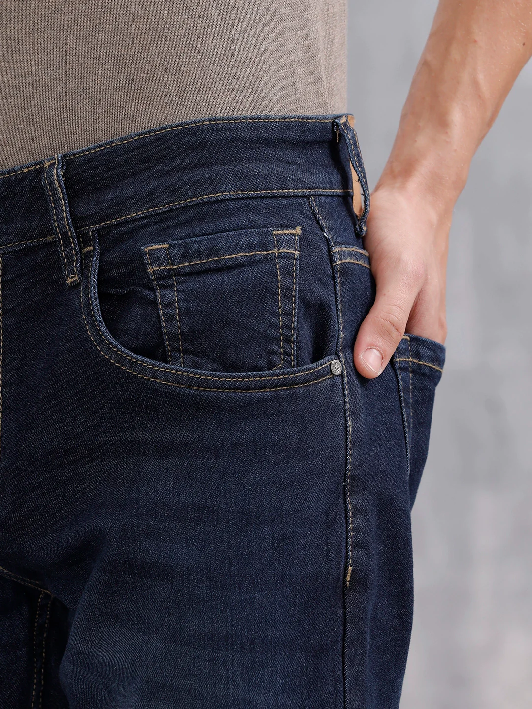 Men Casual Slim Tapered Fit Jeans | Med Stone - Image 5