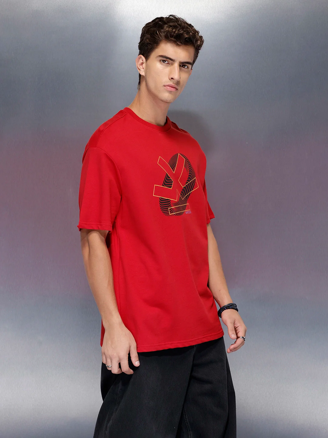Men’s bold print oversize t-shirt | Red - Image 4