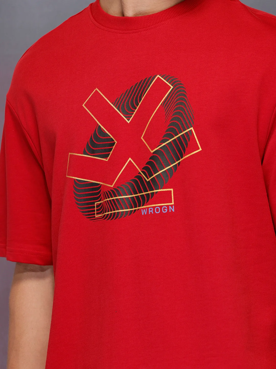 Men’s bold print oversize t-shirt | Red - Image 5