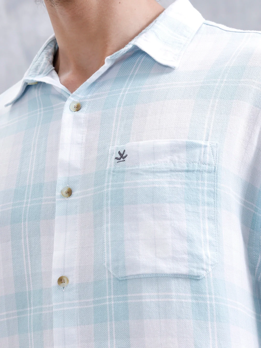 Men’S Boxy Fit Checkered Pattern Shirt | White - Image 5