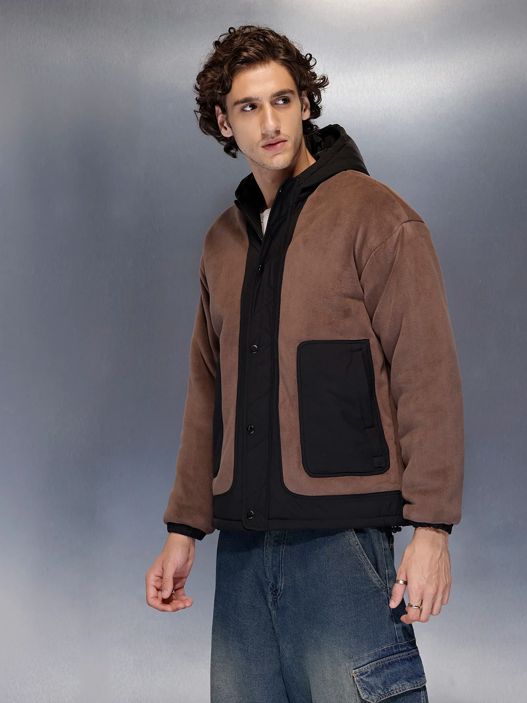 Men’s brown and black paneled jacket | Brown - Image 3