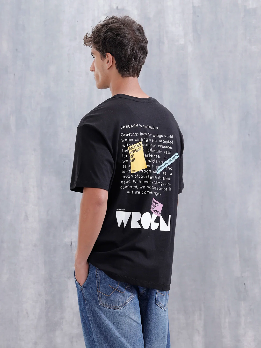 Men’S Casual Oversized Fit Graphic T-Shirt | Black - Image 3