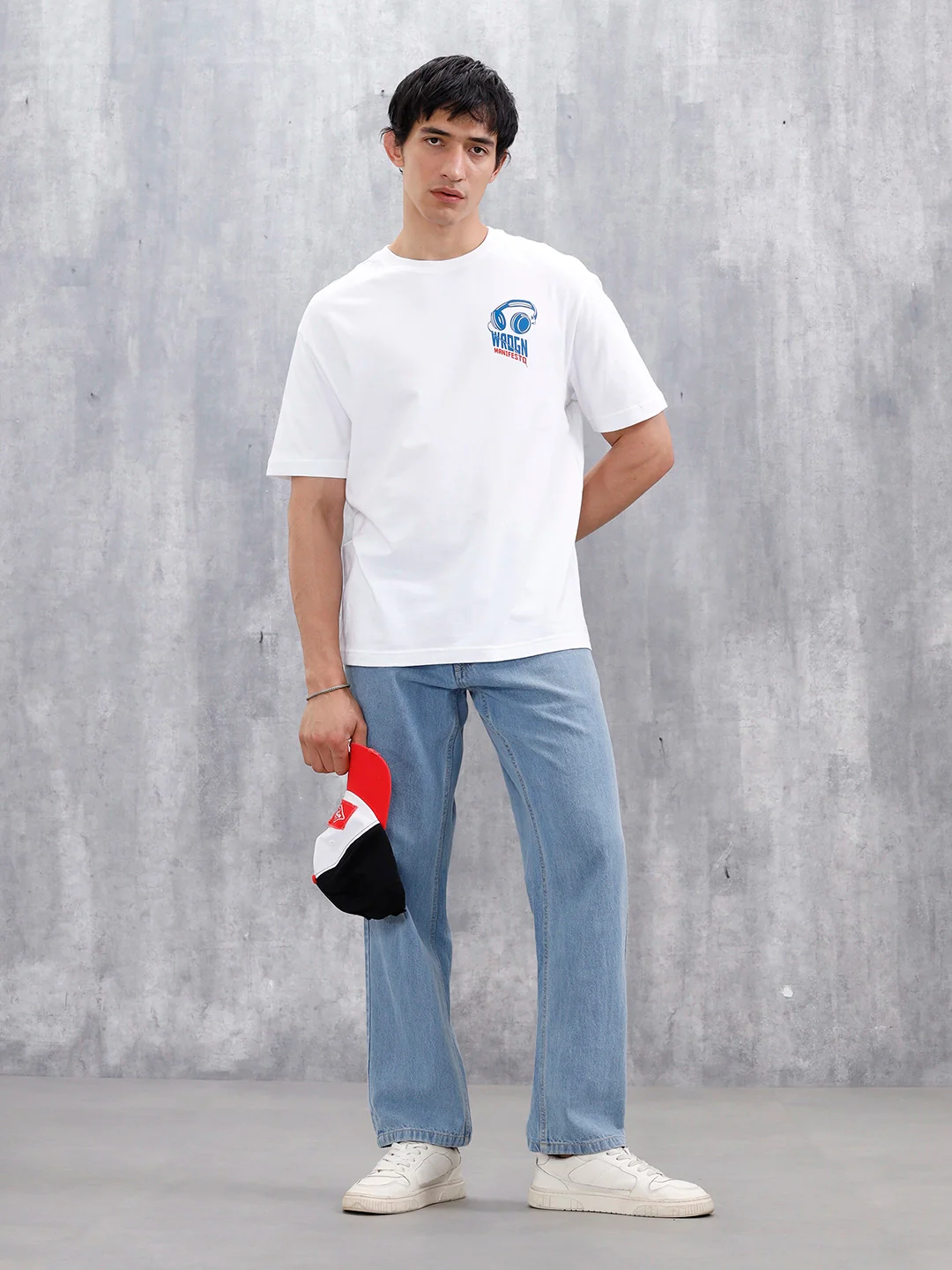Men’s Casual Oversized Fit Graphic T-Shirt | White - Image 2
