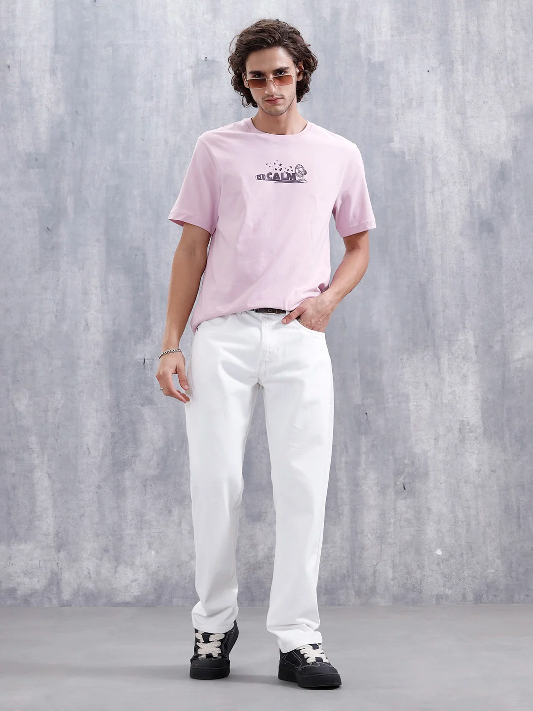 Men’s Casual Regular Fit Graphic T-Shirt | Pink - Image 2
