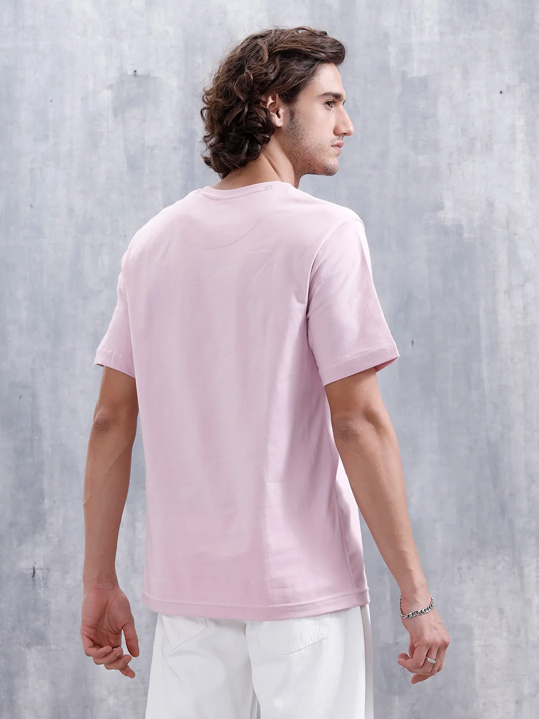 Men’s Casual Regular Fit Graphic T-Shirt | Pink - Image 3