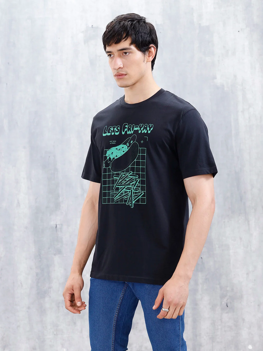 Men’S Casual Regular Fit Graphic Tshirt | Black - Image 4