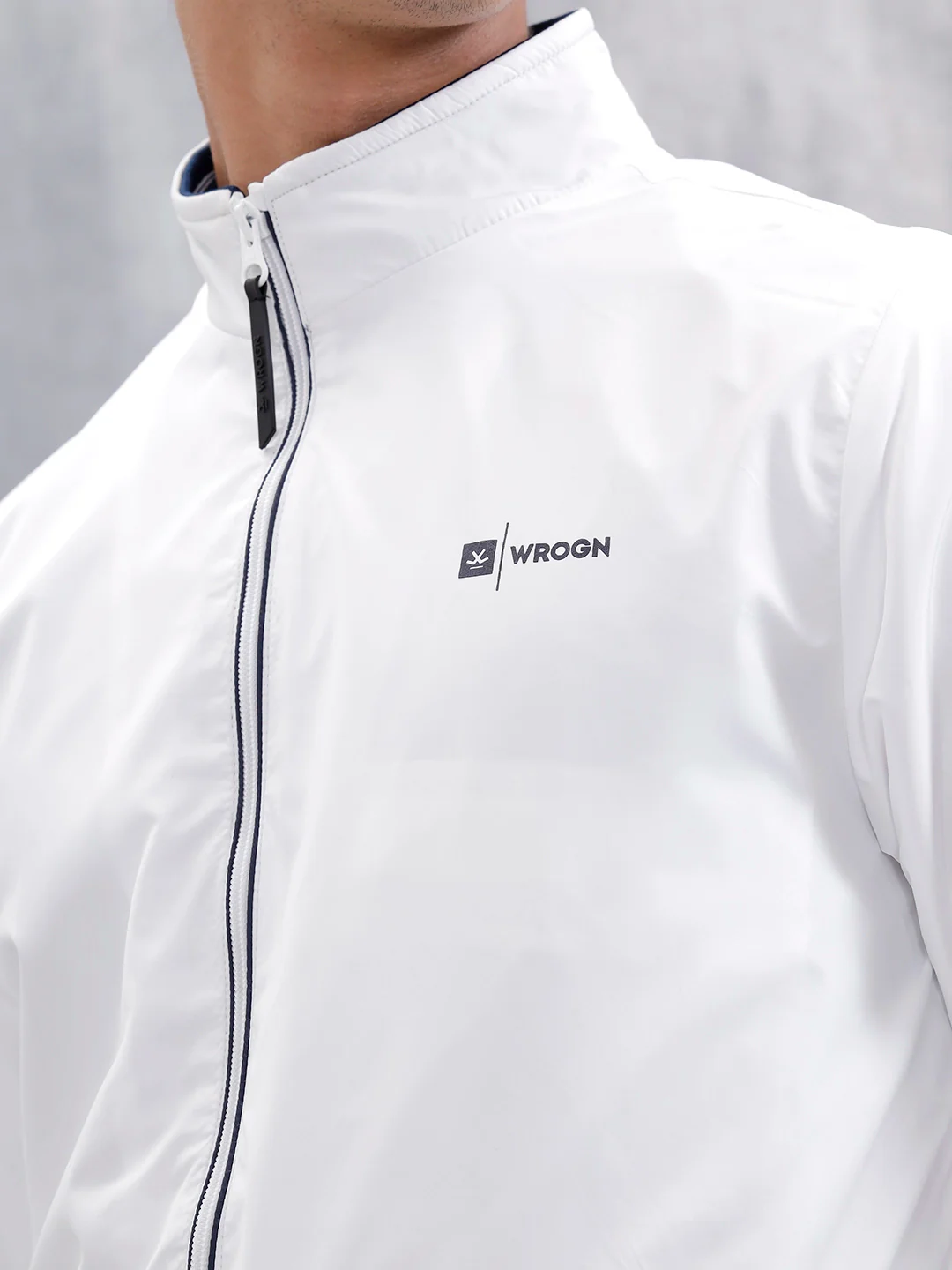Men's Casual Zip-Up Jacket With Contrast Trim | White - Image 5
