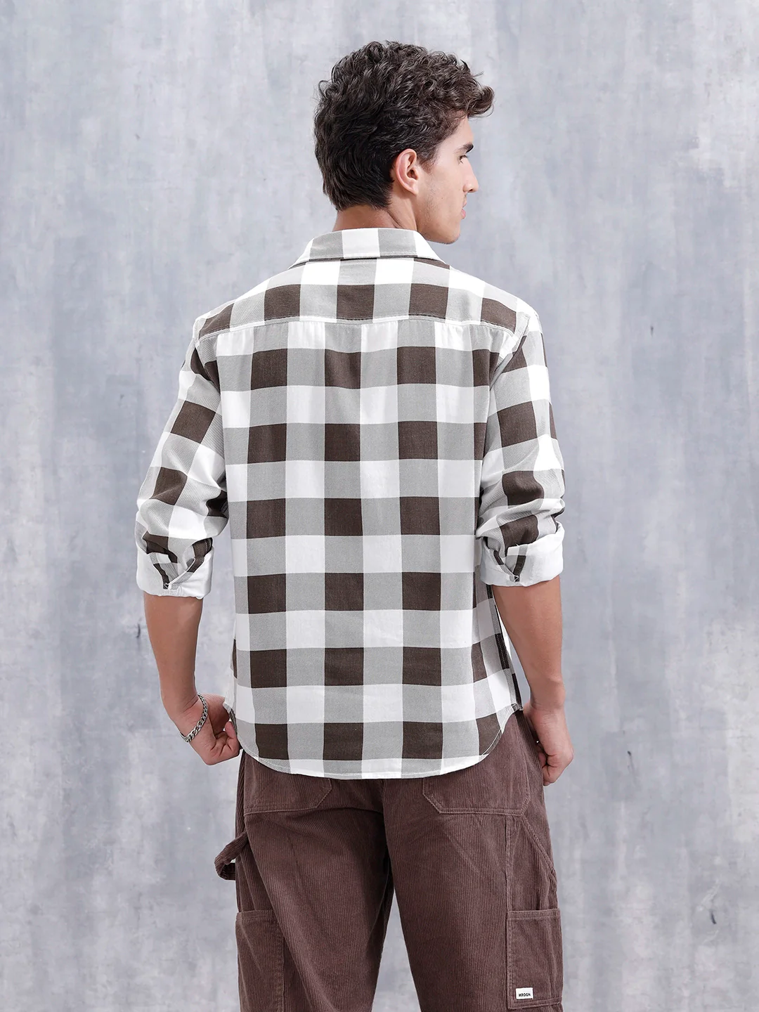 Men’ Comfort Fit Checkered Pattern Shirt | Brown - Image 3