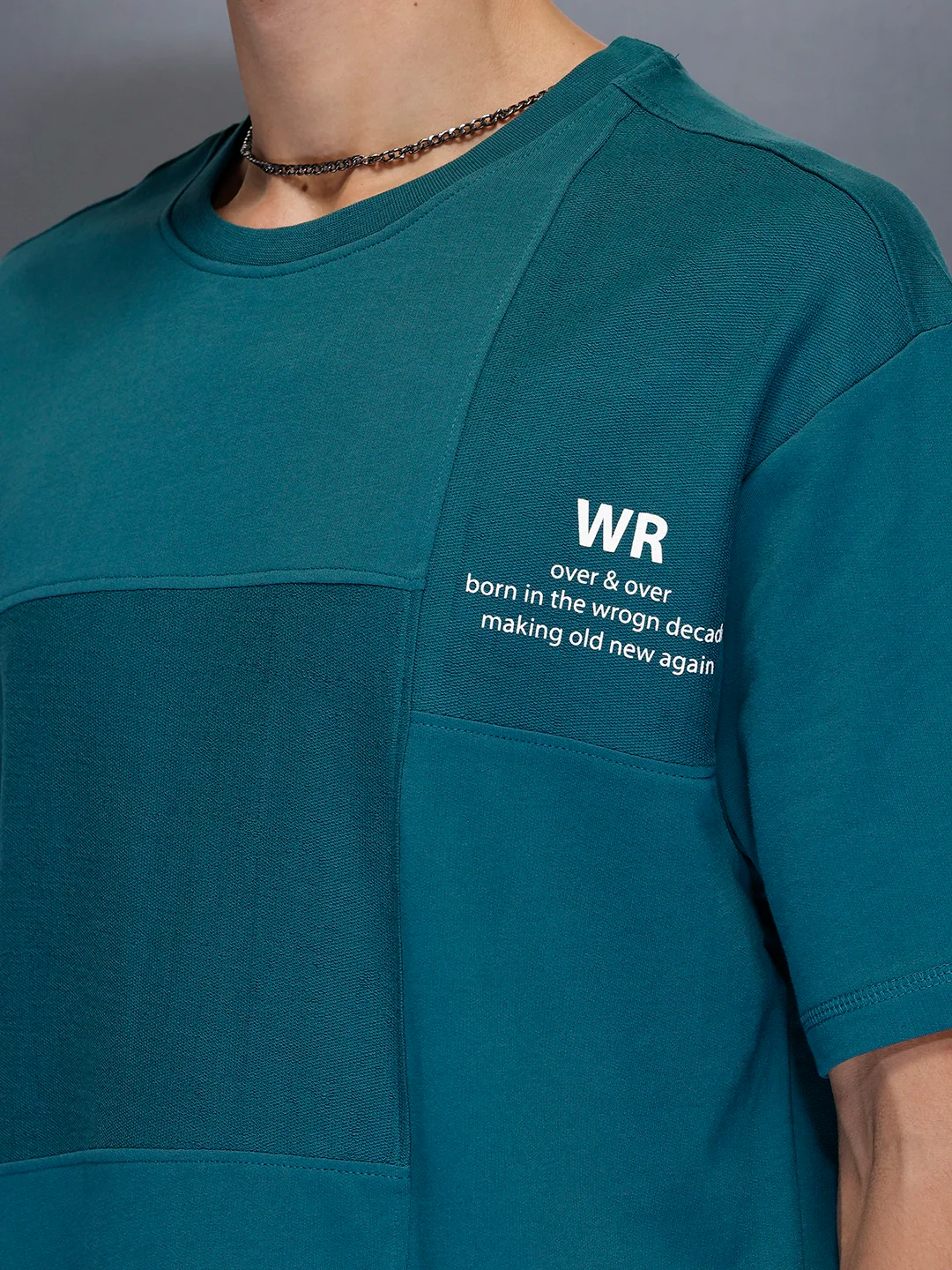 Men’s Dual-Texture Oversize Patch Tee | Green - Image 5