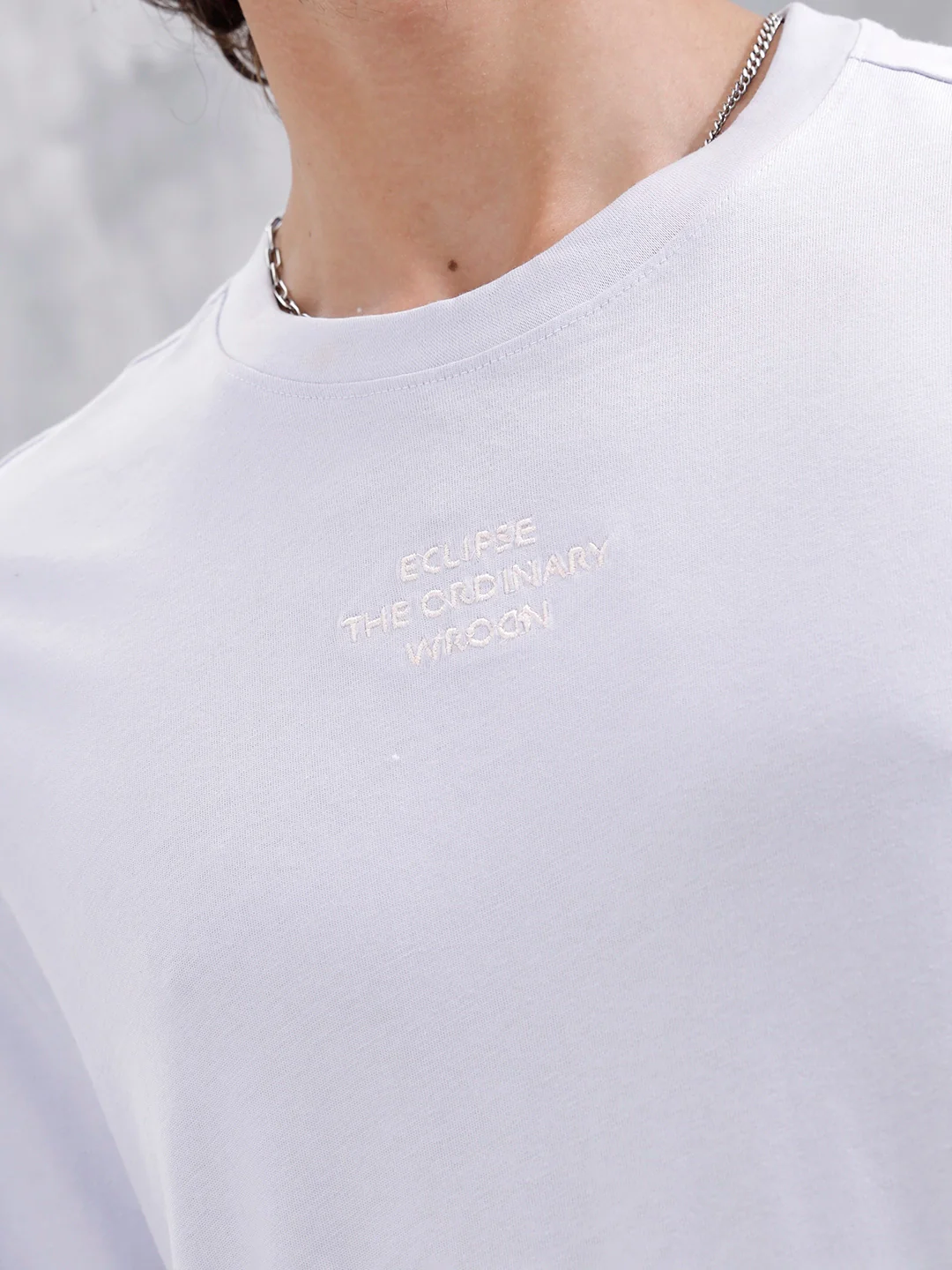 Men’s Embroidered Oversized Casual Tee | Light Purple - Image 5