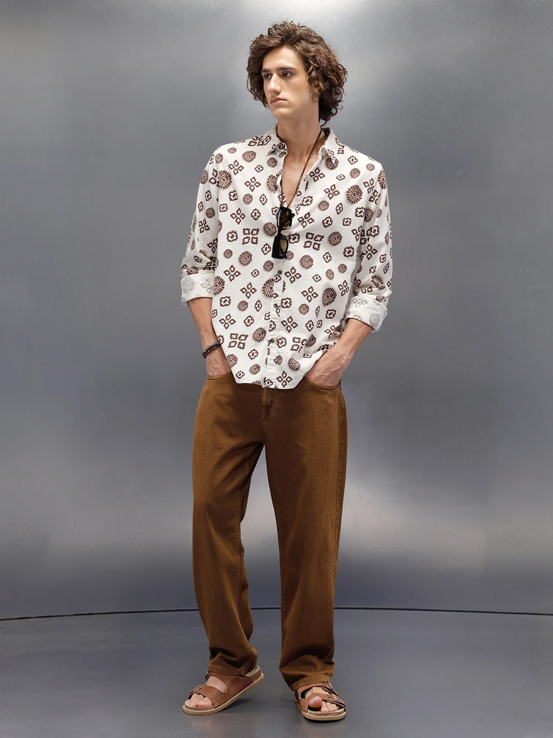 Men’s Loose Fit Washed Denim | Khaki - Image 2