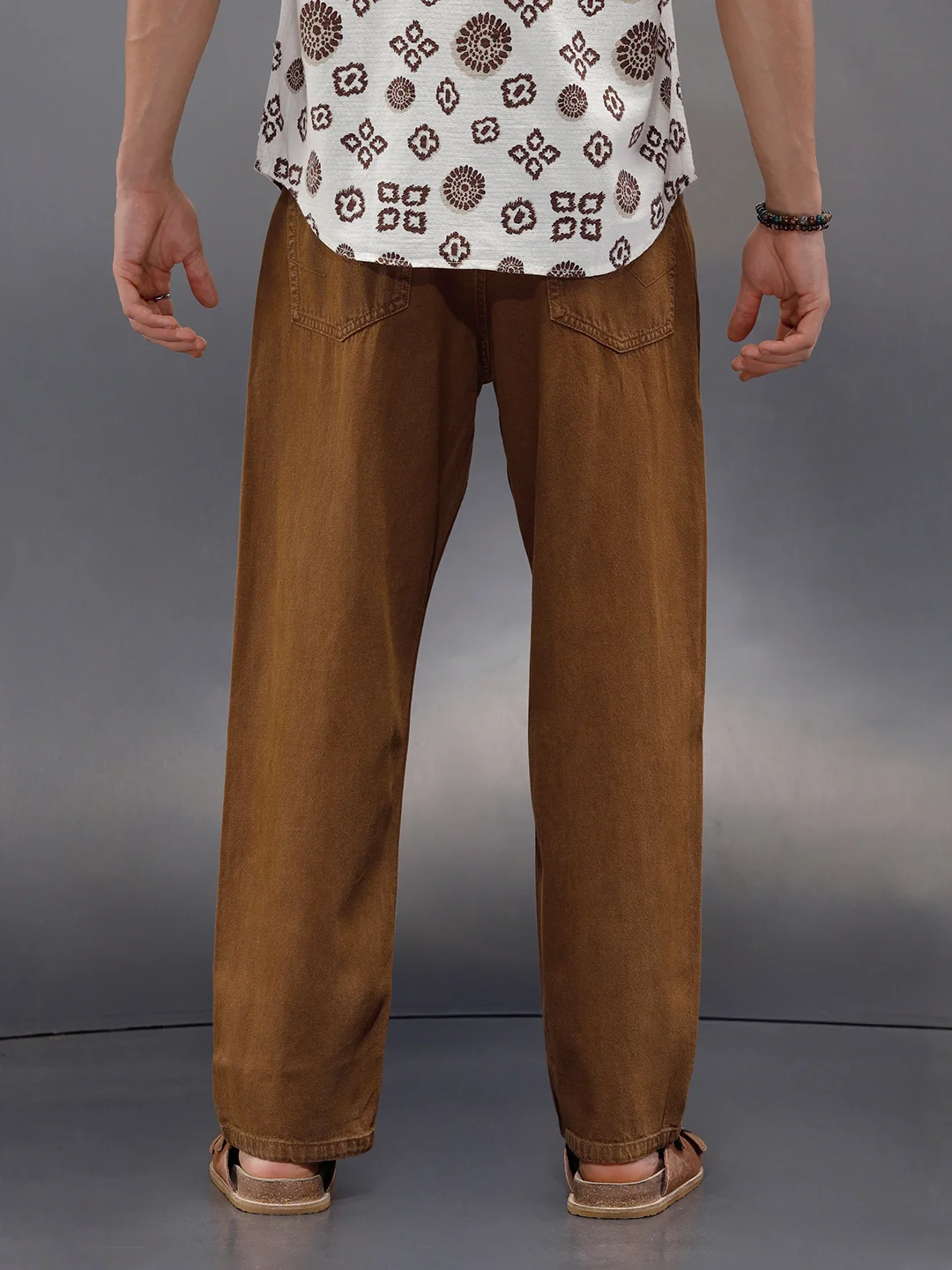 Men’s Loose Fit Washed Denim | Khaki - Image 3