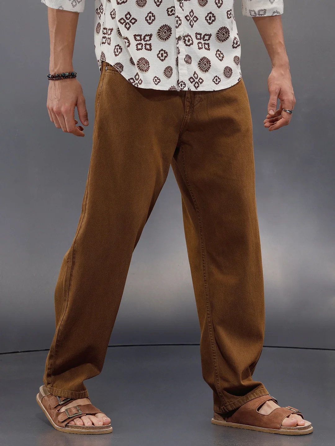 Men’s Loose Fit Washed Denim | Khaki - Image 4
