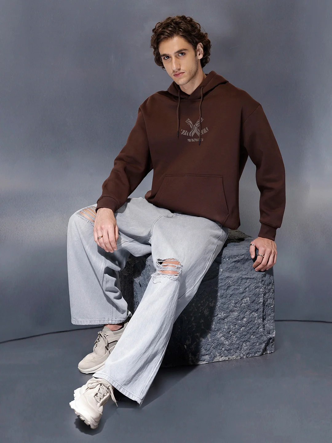 Men’s minimal graphic hooded sweatshirt | Java - Image 4