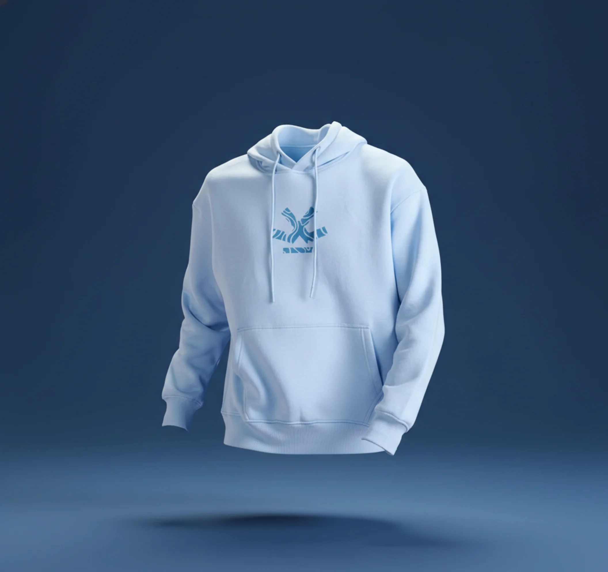 Men’s minimal powder blue hooded sweatshirt | Powder Blue - Image 3
