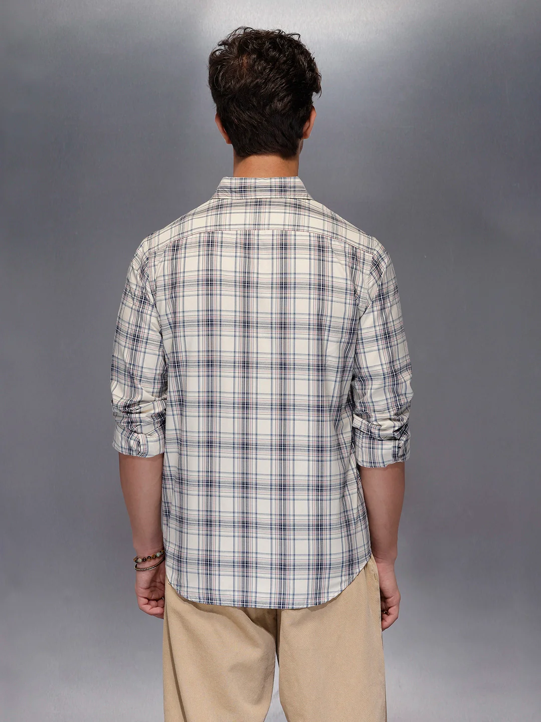 Men’s Neutral Plaid Everyday Shirt | Off White - Image 3
