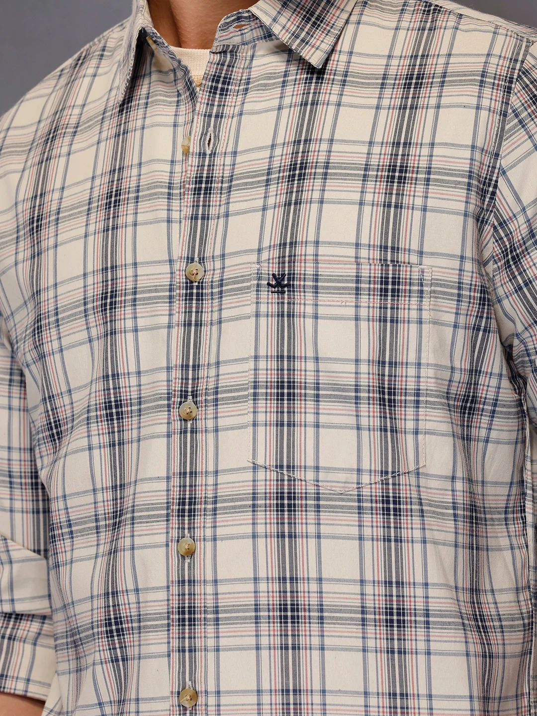 Men’s Neutral Plaid Everyday Shirt | Off White - Image 5