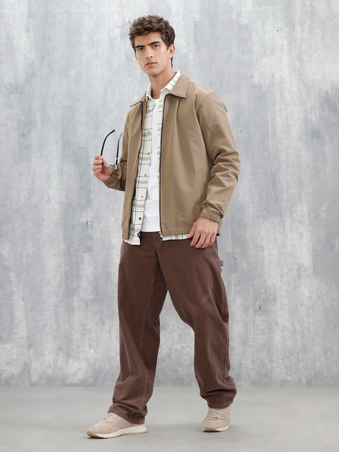 Men's Neutral-Tone Casual Zip Jacket | Beige - Image 4