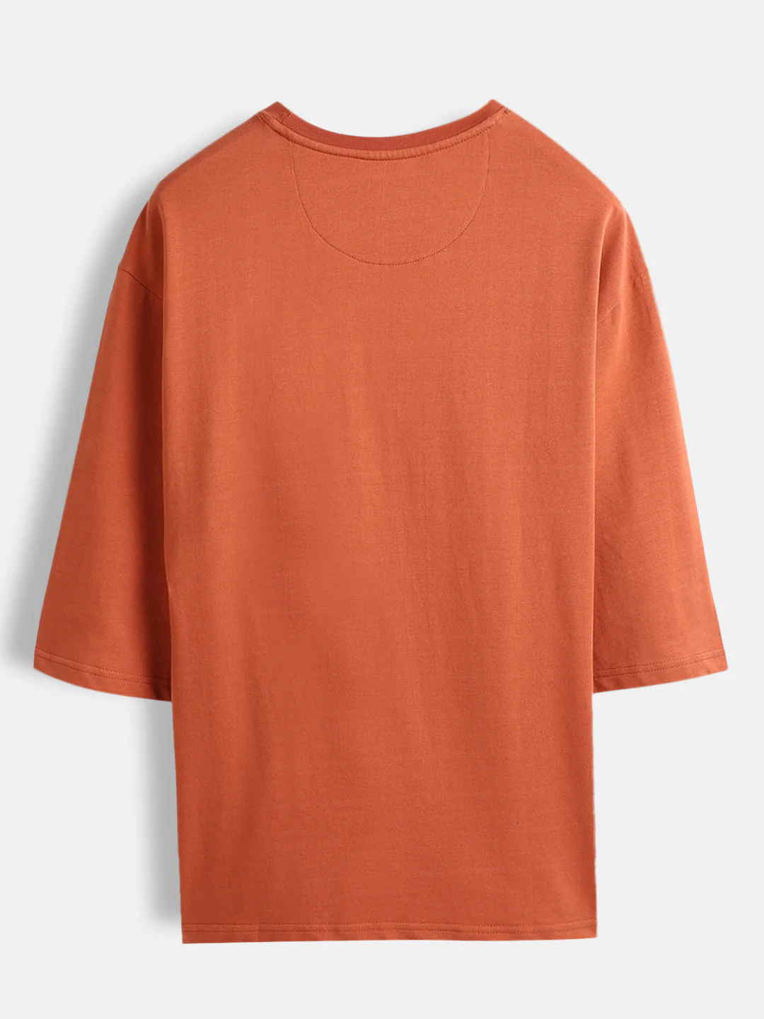 Men’s oversized 3/4 sleeve T-shirt with chest print & tonal stich detail | Rust - Image 7