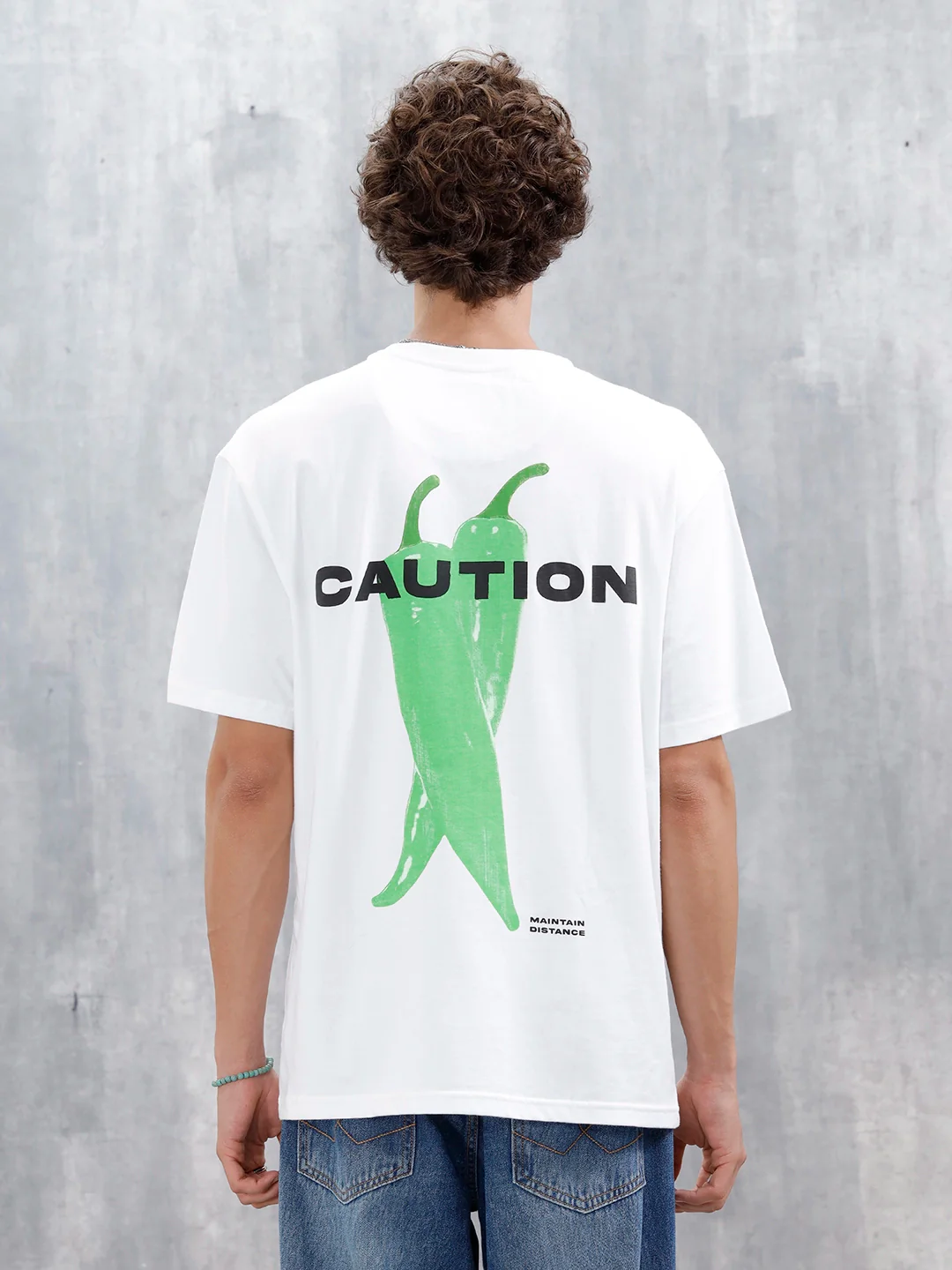 Men’s Oversized Graphic Printed Tee | White - Image 4