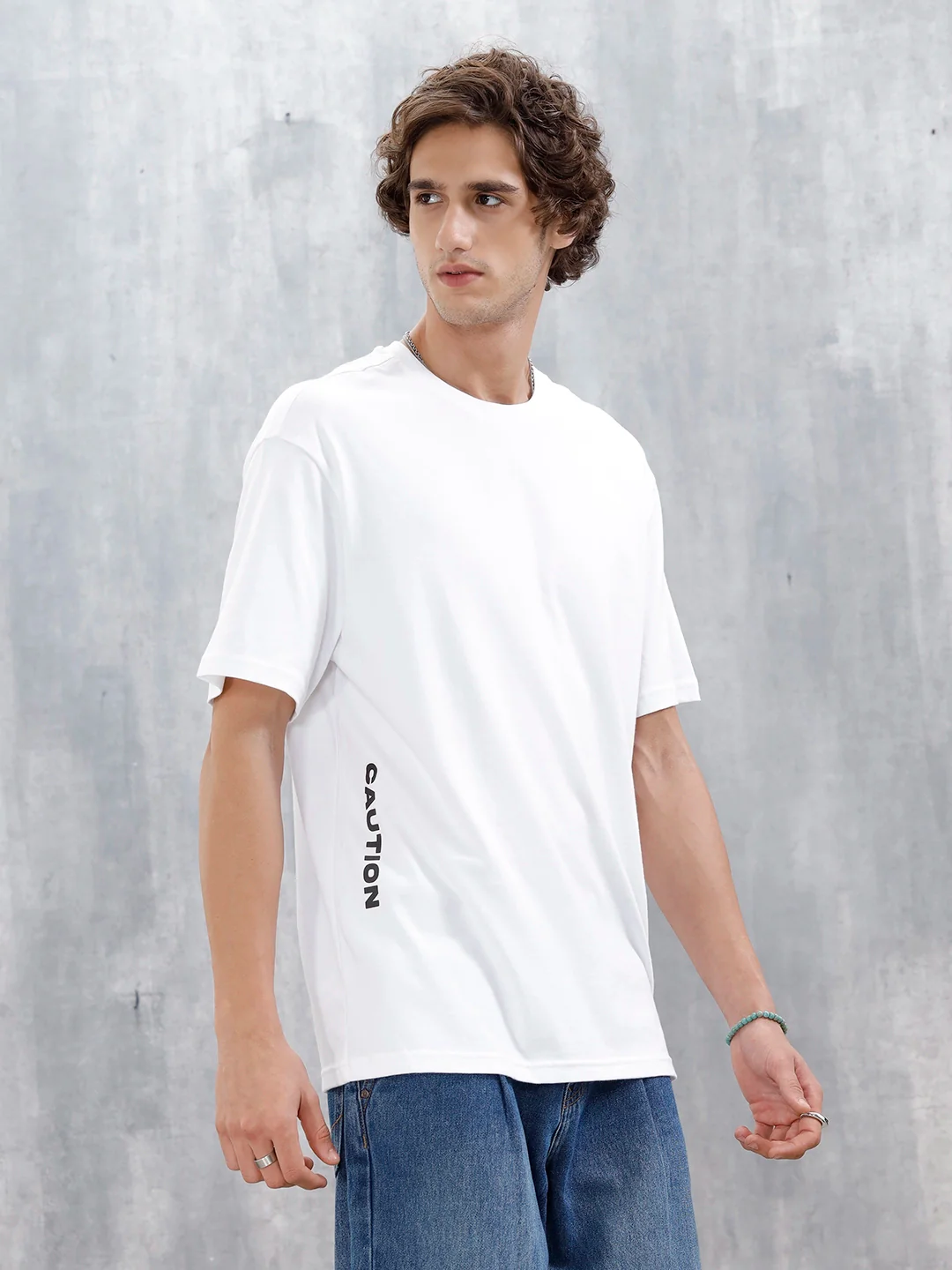 Men’s Oversized Graphic Printed Tee | White - Image 5