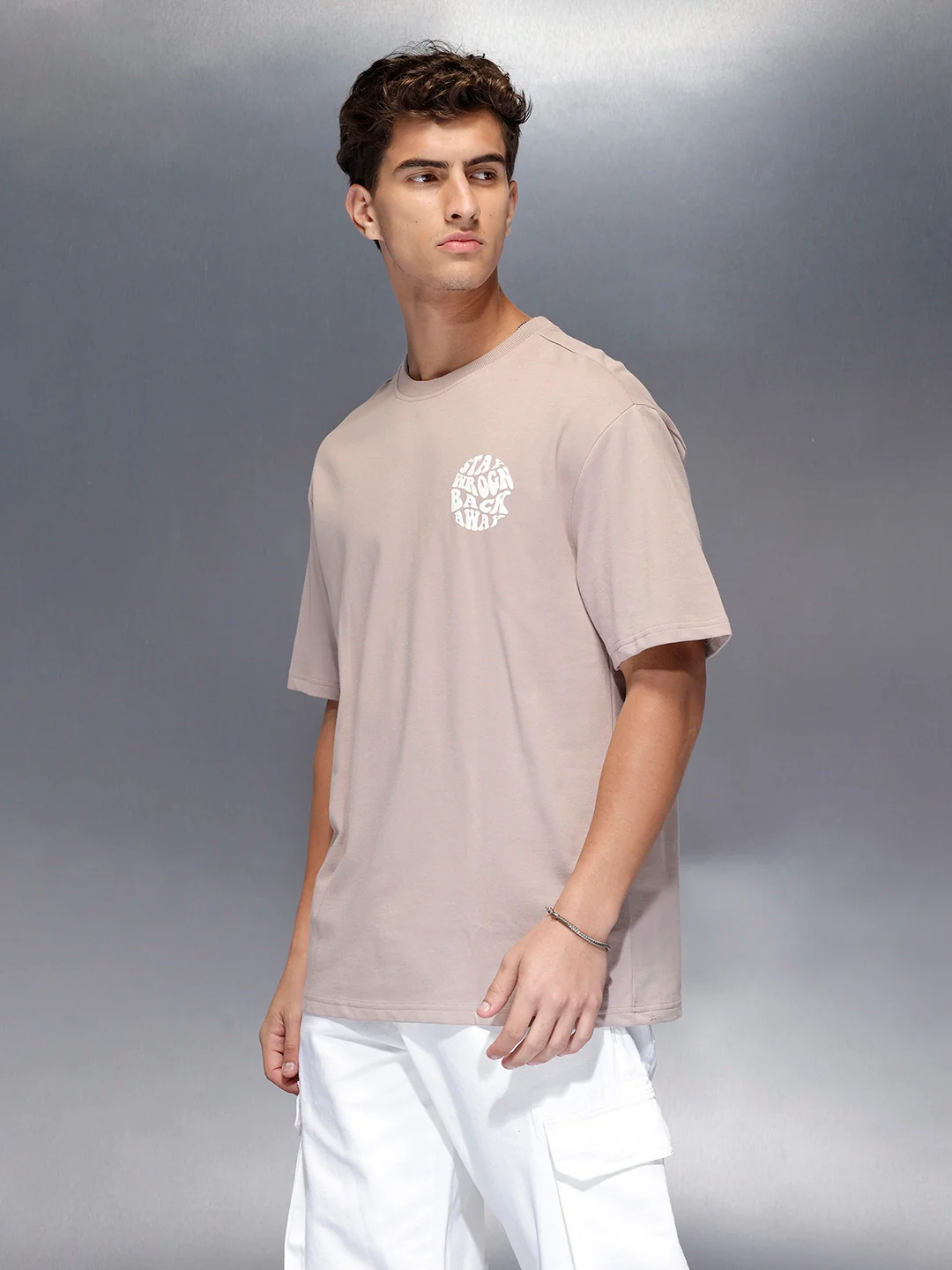 Men’s oversized graphic tee | Beige - Image 4