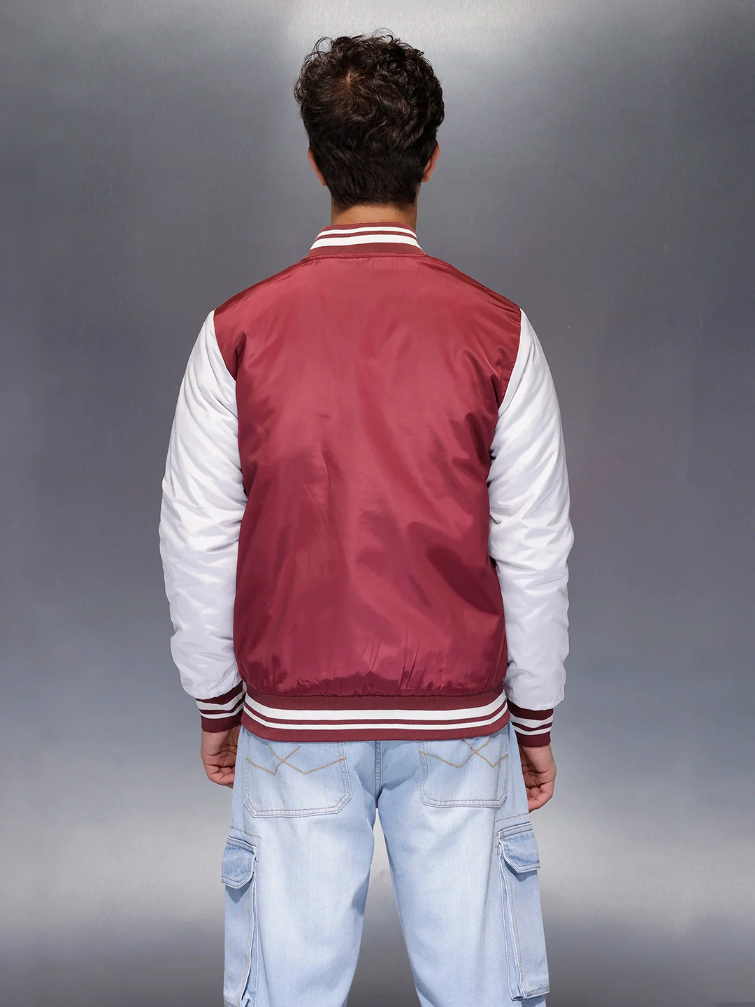 Men’s Red & White Varsity Jacket | Maroon - Image 3