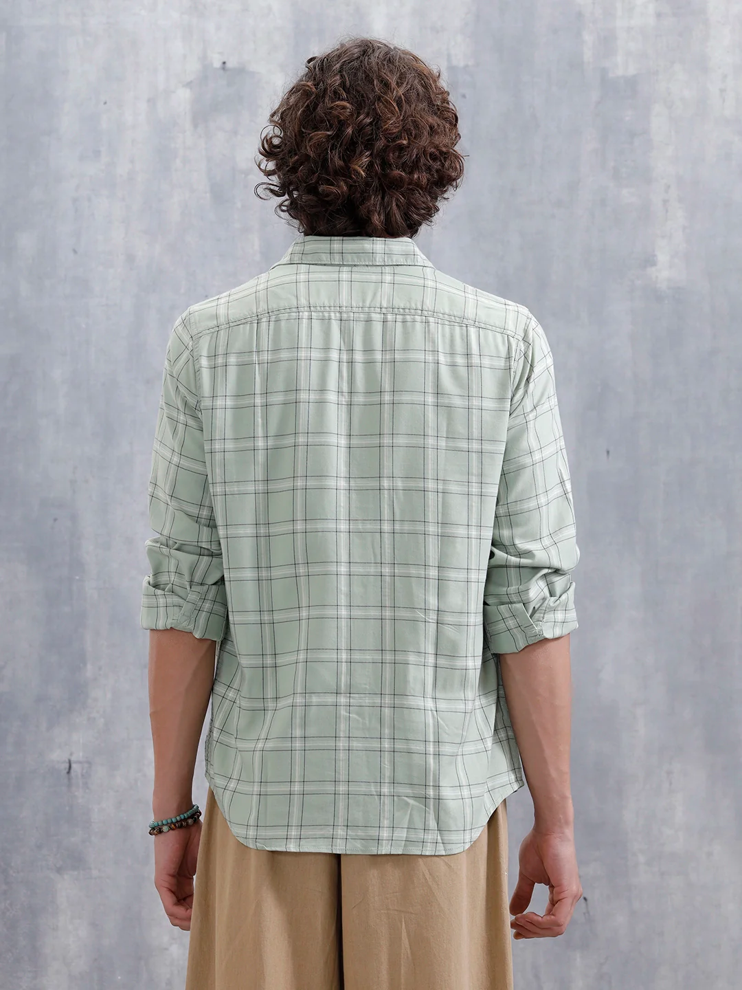 Men’s Regular Fit Checkered Pattern Shirt | Green - Image 3