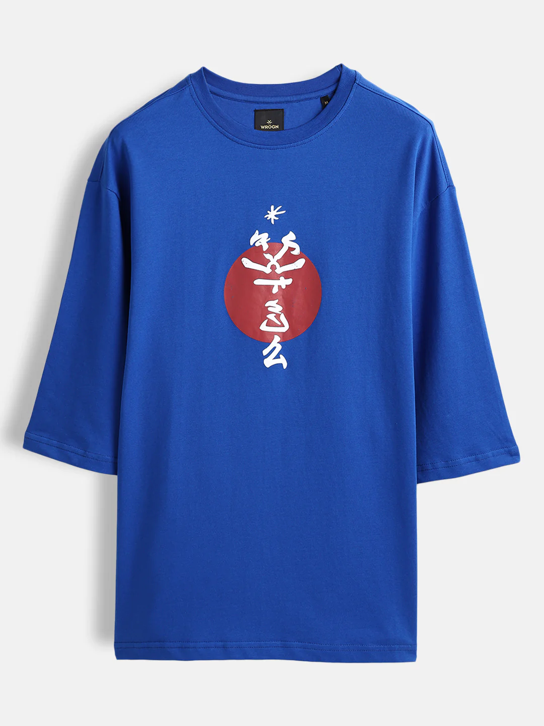 Men’s samurai mask graphic oversized T-shirt | Blue - Image 7