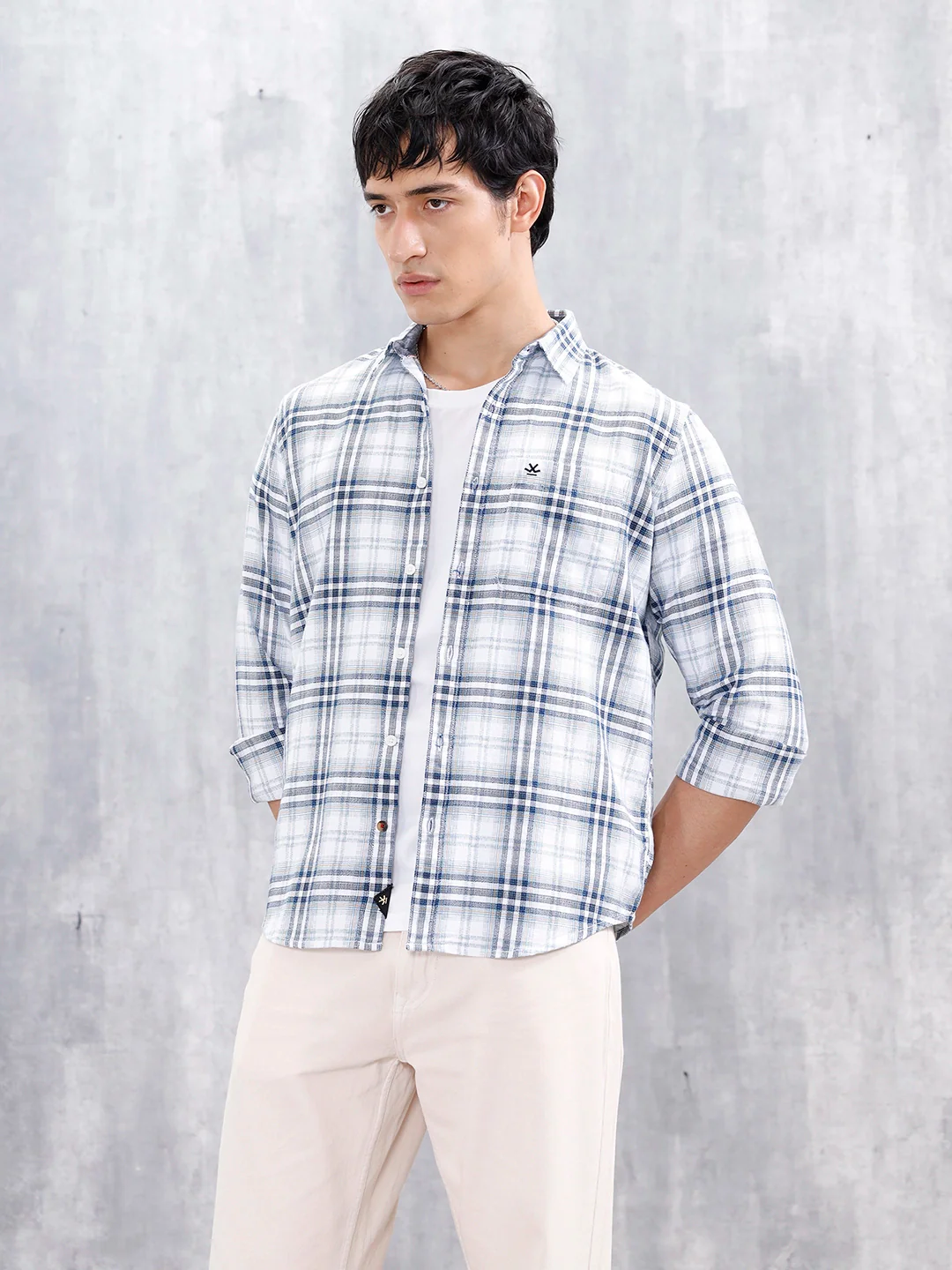 Men’s Slim Fit Checkered Casual Shirt | Blue - Image 4