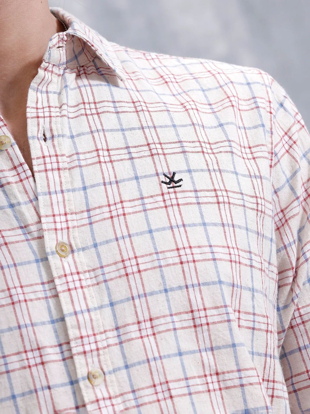 Men’s Slim Fit Checkered Pattern Shirt | Maroon - Image 5