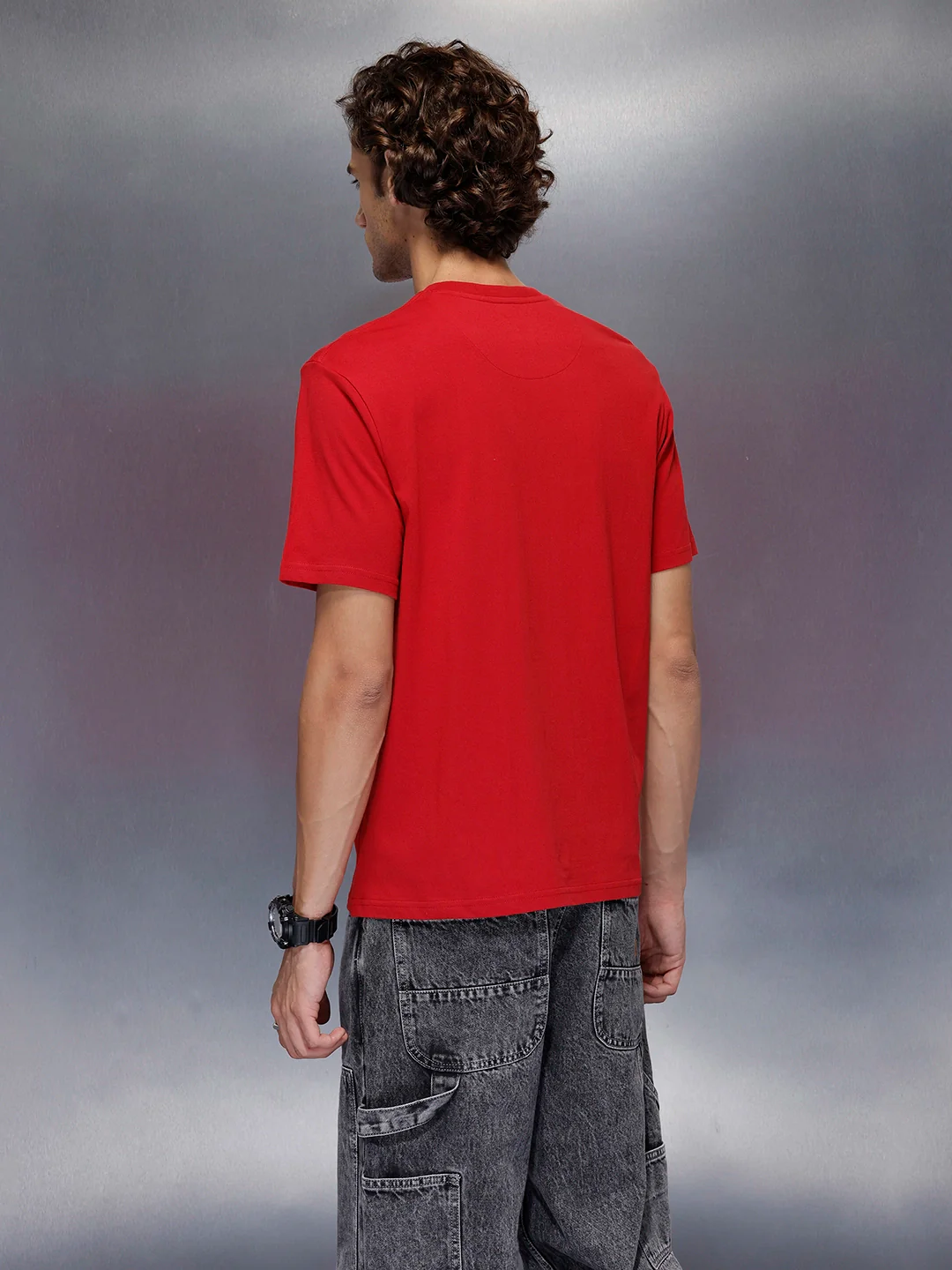 Men’s slim fit placement print t-shirt | Red - Image 3