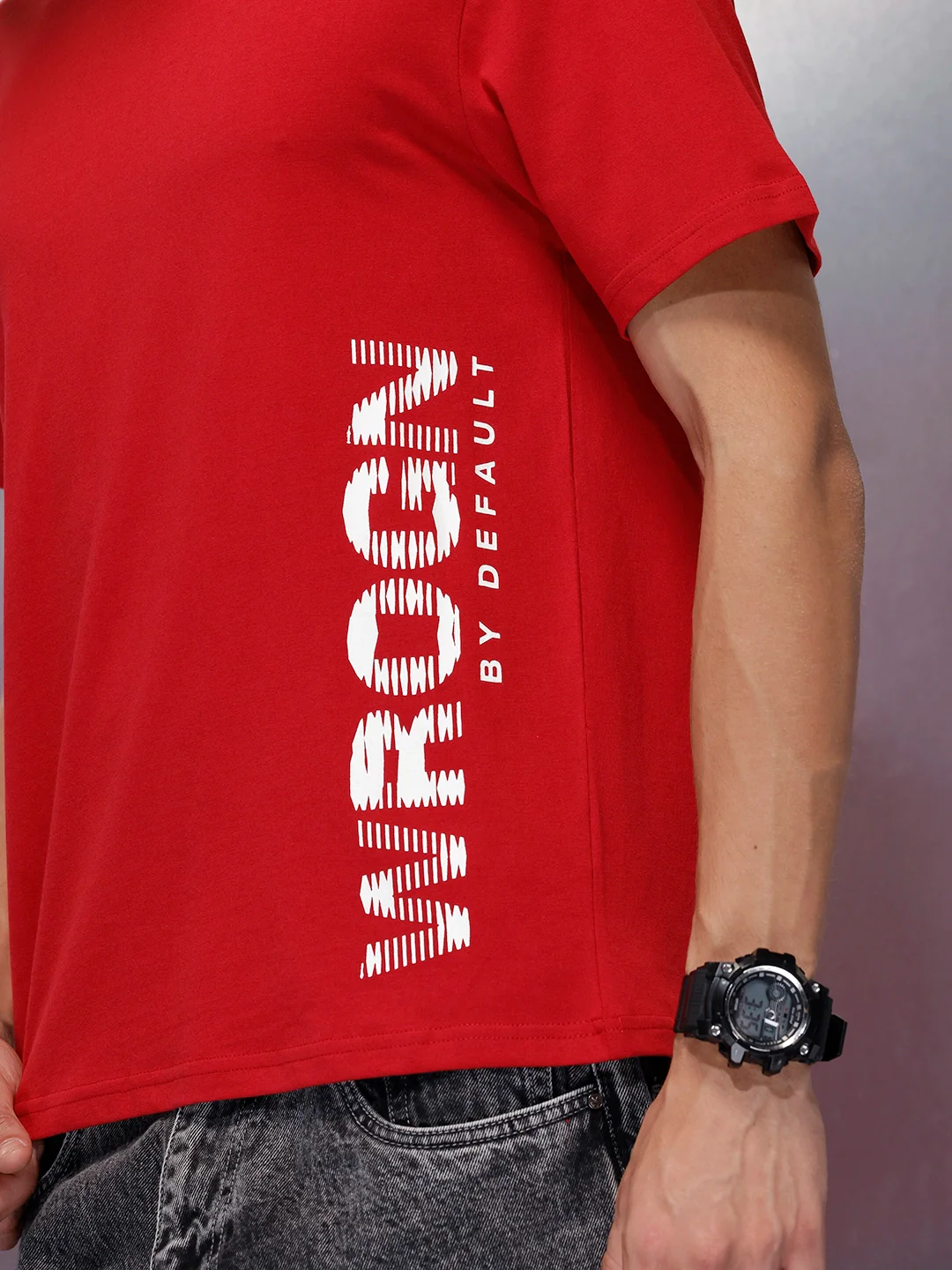 Men’s slim fit placement print t-shirt | Red - Image 5