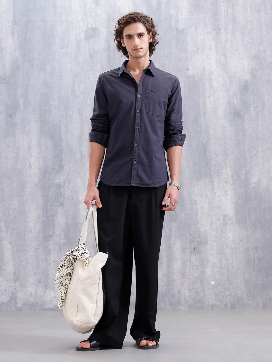 Men’s Slim Fit Solid Casual Shirt | Blue - Image 2