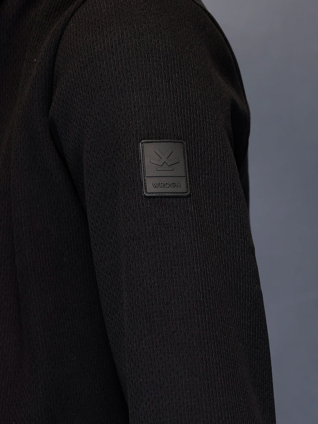 Men’s slim-fit textured high-neck jacket | Black - Image 5