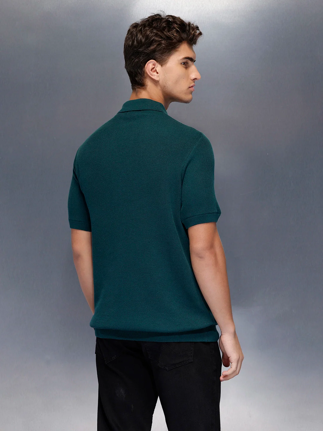 Men’s solid knit polo | Green - Image 3