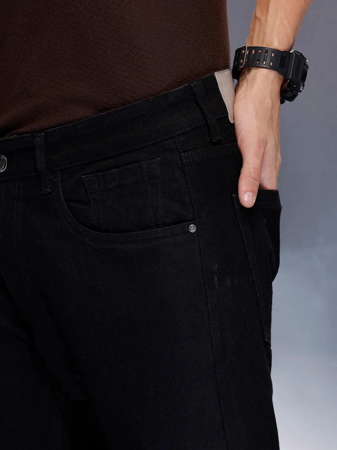 Men’s solid skinny-fit black jeans | Black - Image 5